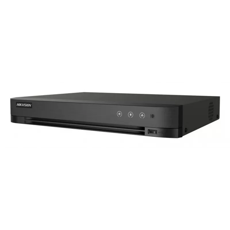 DVR Hikvision Pro Series 4 kanalų 1080p 1U H.265 AcuSense, 4 vaizdo įėjimai, maks. 2960×1665, 10 TB HDD, Fast Ethernet, 12V, juodas
