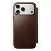Nomad Modern Leather Folio mobiliojo telefono dėklas iPhone 17 Pro Max — ruda, oda, 6,3 colio ekranas, 4 kortelių kišenės