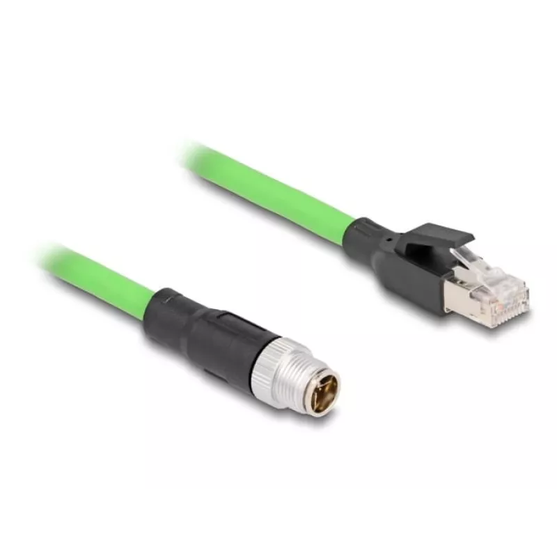 DeLOCK M12 kabelis X koduotas 8 kontaktų kištukas į RJ45 kištuką PUR (TPU) 1 m