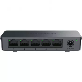 Grandstream GWN7700 2 lygio nevaldomas jungiklis 5x Gigabit prievadai 10 Gbps perjungimo talpa 802.1p QoS Juodas stalas/sieninis montavimas 5 VDC