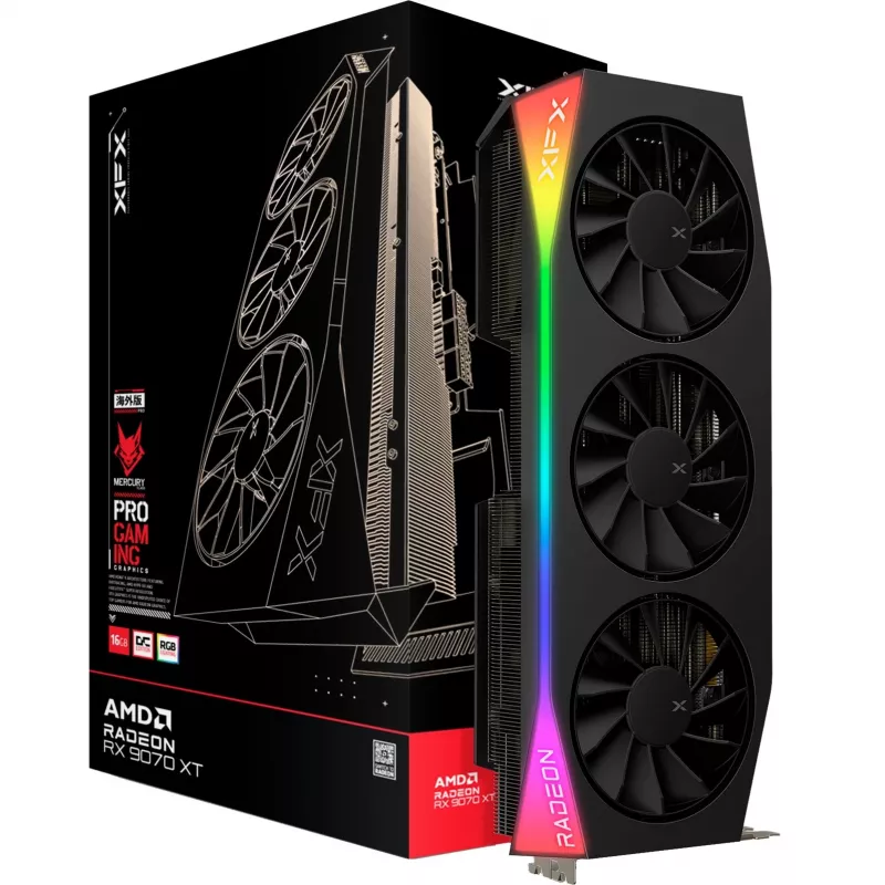Grafikos plokštė XFX Radeon RX 9070 XT 16 GB GDDR6, 256 bitų, PCIe x16, 3 ventiliatoriai, HDMI 1 / DP 3