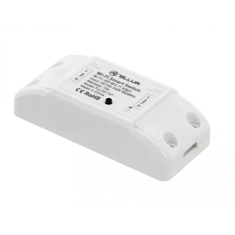 Inlinis WiFi jungiklis Tellur TLL331161 2200W — išmanioji inlinė relė lempoms ir prietaisams