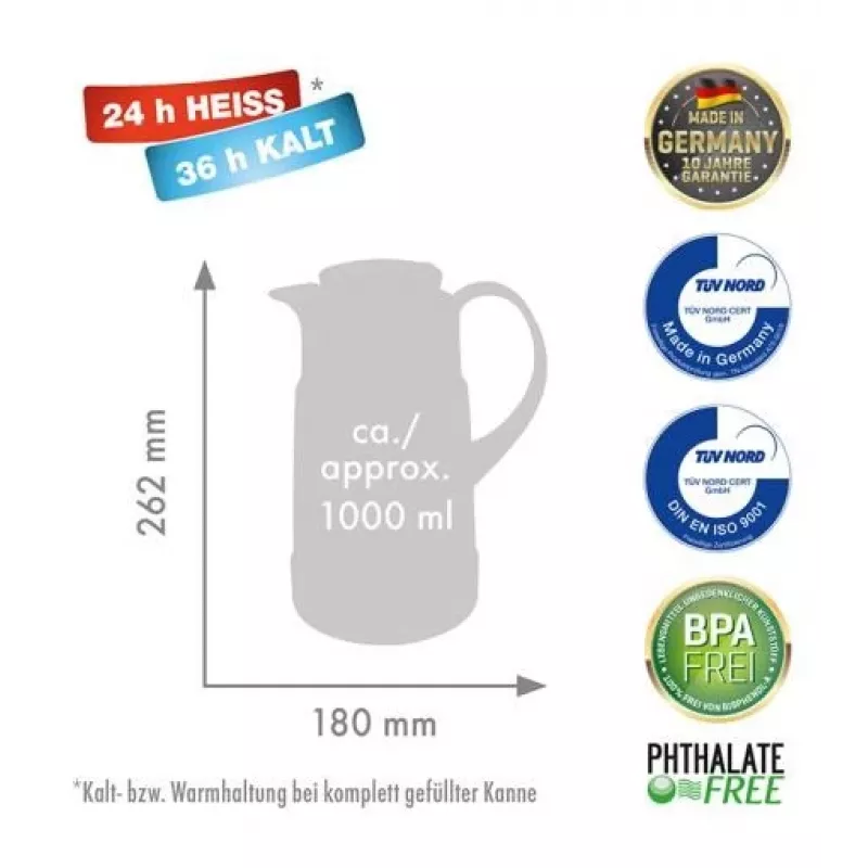 ROTPUNKT Termoso ąsotis, 1,0 l, ristretto (juodas)