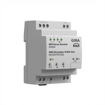 Gira Dimmaktor REG KNX Secure 4 kanalų KNX šviesos reguliatoriaus vykdiklis 202500, 4 išėjimai