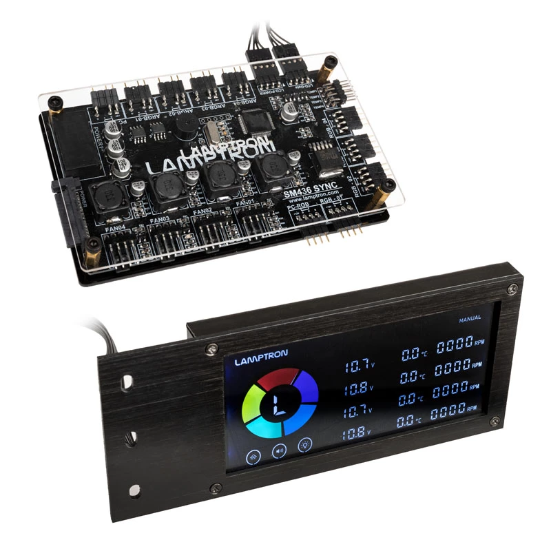 Lamptron PCI RGB ventiliatorių ir LED valdiklis SM436 Sync Edition, juodas