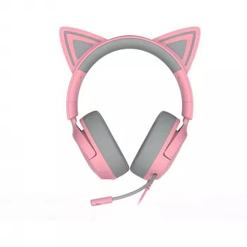 Ausinės Razer Kraken Kitty V3 X — Laidinės USB Type-A, uždedamos ant ausų, 20–28kHz, 1,3 m laidas, rožinės spalvos