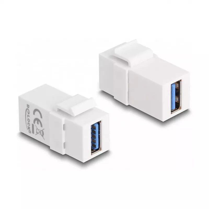 DeLOCK Keystone modulis USB 3.0 A moteriška į USB 3.0 A moteriška baltas 1:1