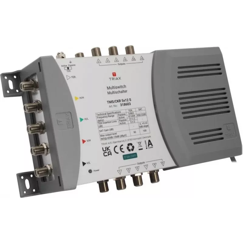 TRIAX TMS/CKR 5x12S Einzel Multiswitch 4SAT+1terr. Eing. 12-way m.NT 318603 (318603)