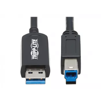 Eaton Tripp Lite Series USB 3.2 Gen 1 plenuminis pluoštinis aktyvus optinis kabelis (AOC) - A/B M/M, juodas, 20 m - USB kabelis - USB A tipo (M) į USB B tipo (M) - USB 3.2 Gen 1 - 20,0 m - P