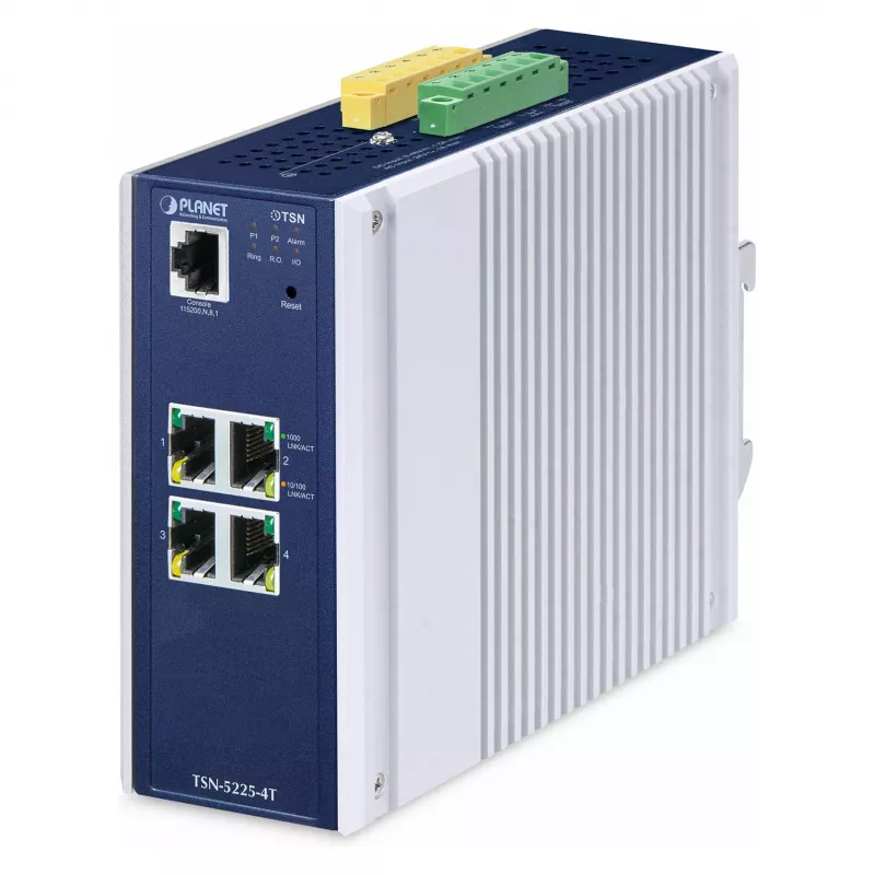 Valdomas komutatorius PLANET IP30 DIN bėgelio montavimui L2+ 4 prievadų Gigabit Ethernet
