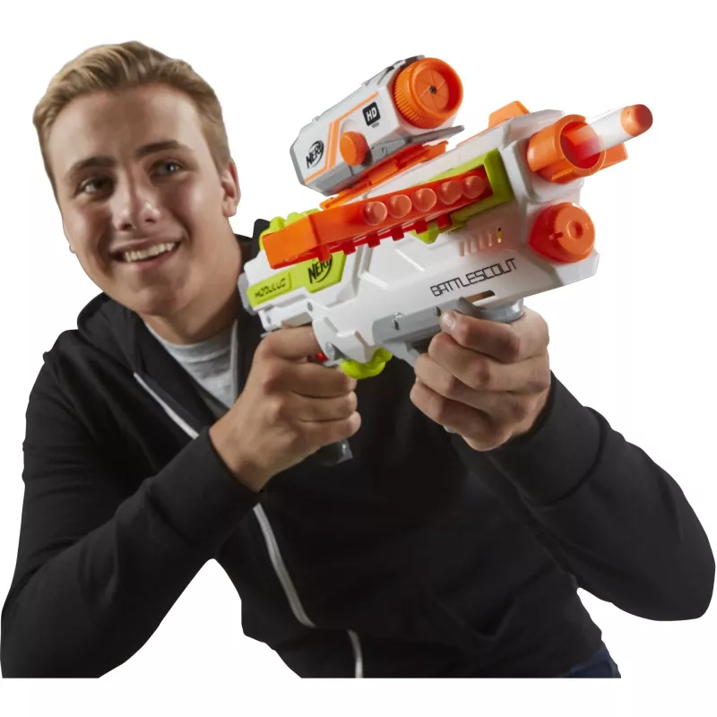 Žaislinis šautuvas HASBRO Nerf BattleScout ICS-10 FFP B1756F030 – putplasčio strėlių šautuvas, vieno šūvio, taktinis bėgelis