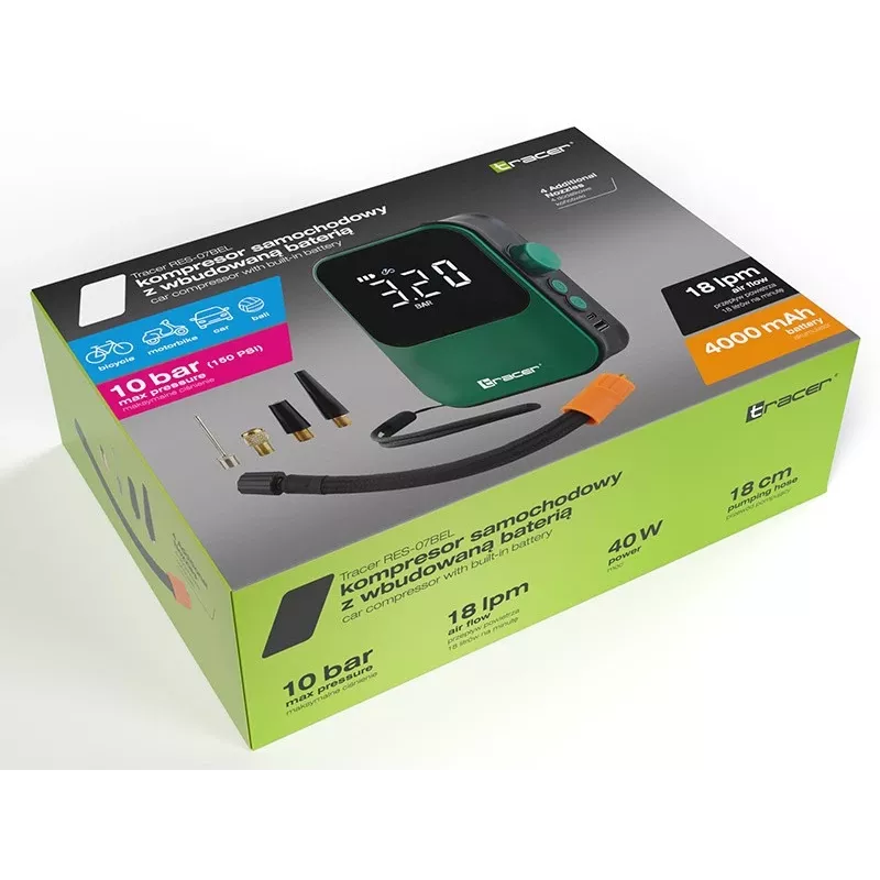 Oro kompresorius TRACER RES-07BEL — nešiojamas remonto/kompresoriaus įrenginys, modelis RES-07BEL