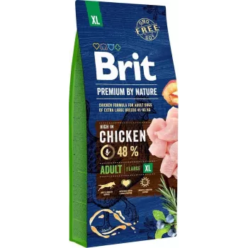 Brit Premium by Nature Adult XL sausas šunų maistas su vištiena, 15 kg