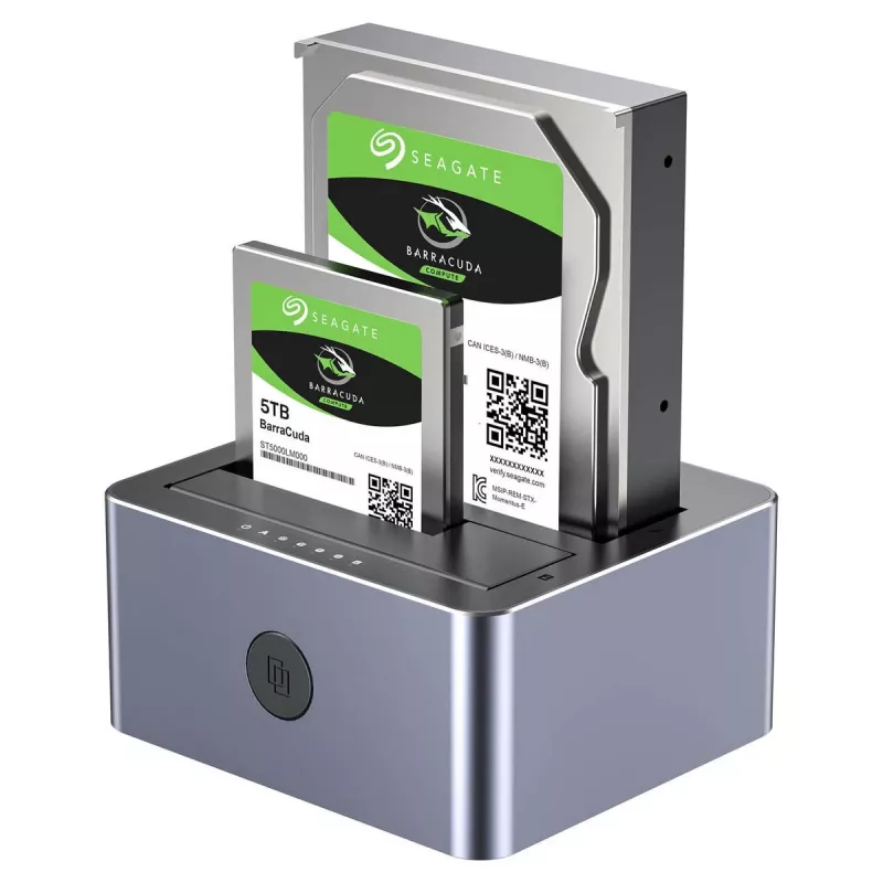 Dokų stotelė Unitek 51642 2,5 col./3,5 col. SATA diskams, USB-C 10 Gbps, 2 lizdai, aliuminio