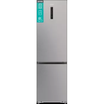 Šaldytuvas-šaldiklis Gorenje NRB620E61X4WFE, pastatomas, nerūdijantis plienas, bendra talpa 413 l, apatinis šaldiklis 130 l, NoFrost, LED ekranas
