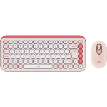 Logitech POP Icon Combo - klaviatūros ir pelės rinkinys - belaidis - Bluetooth LE - QWERTY - US International - rosé, balkšva (920-013142)