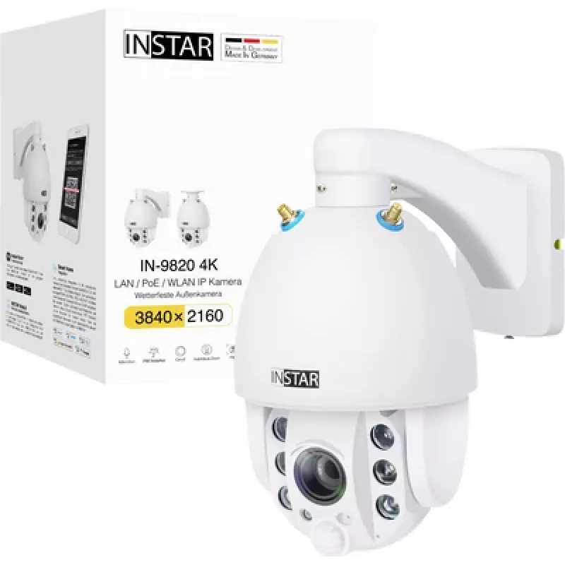 IP kamera Instar IN-9820 4K balta — 4K raiška, naktinis matymas, judesio aptikimas