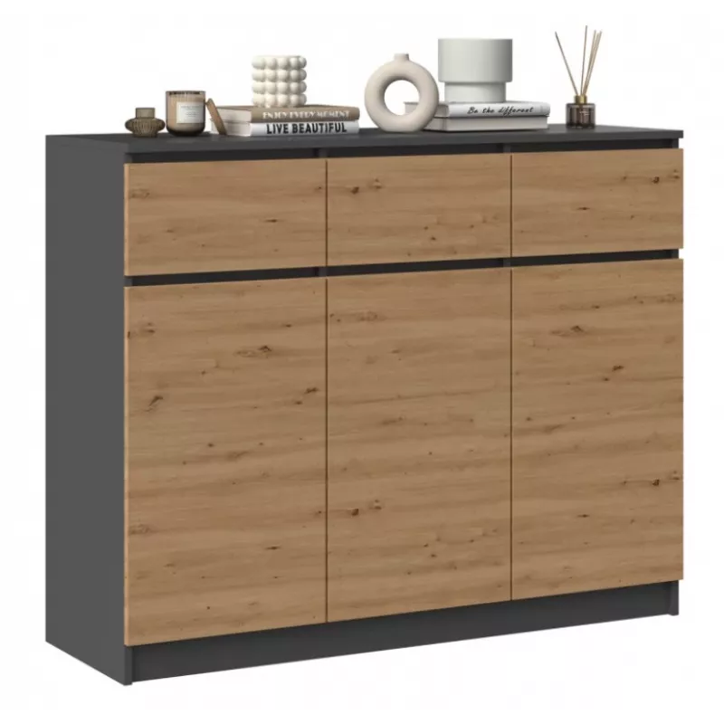 3D3S komoda 120x40x97 cm, antracitas/artisan
