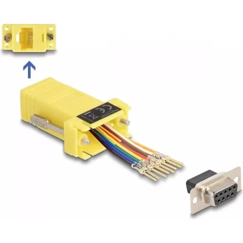 DeLOCK D-Sub 9 kontaktų lizdas – RJ45 lizdas surinkimo rinkinys geltonas VGA RJ-45