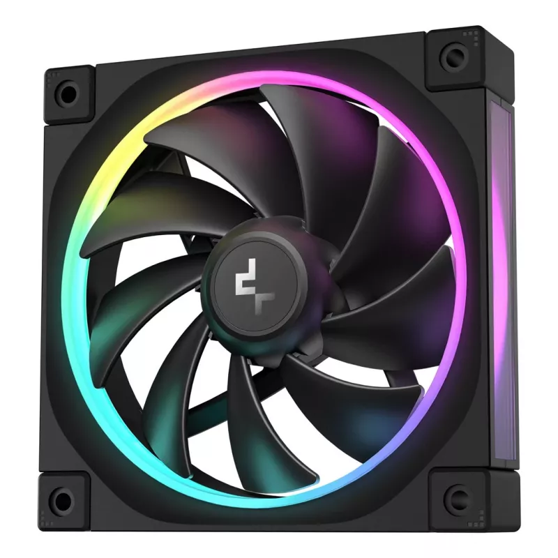 120 mm PC ventiliatorius DeepCool FL12 3-in-1 Juoda, 120×25 mm, 2150 RPM, Fluid Dynamic Bearing, PWM, 55 CFM, 32 dB, 3 vnt. pakuotė