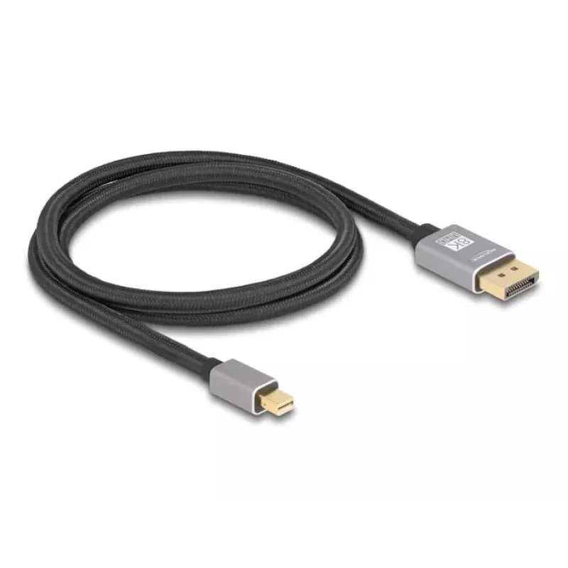 DeLOCK Mini DisplayPort į DisplayPort kabelis 8K 60 Hz 1 m pilkas metalinis be skląsčio