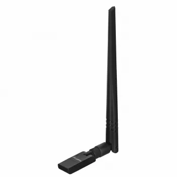 USB Wi‑Fi adapteris LANBERG NC-0300-WIE, USB 2.0, dvi išorinės antenos 5 dBi, WLAN 300 Mbps, Ethernet/WLAN, juodas