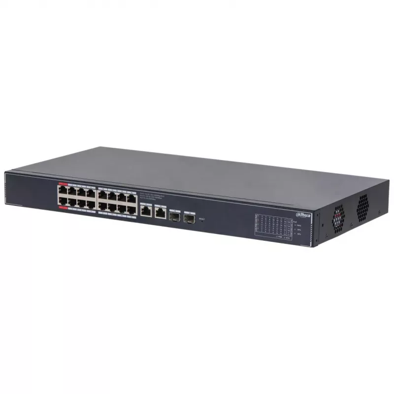 “Dahua Technology” SG4020LP tinklo komutatorius valdomas L2 Gigabit Ethernet (10/100/1000) maitinimas per Ethernet (PoE) juodas