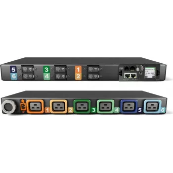 Vertiv Geist stovo maitinimo skirstytuvas, stebimas (įrenginio lygiu), EC, 1U, įvestis IEC 60309 230/400V 3x32A, fiksuojami lizdai (6) C19 (VP4G31A0)