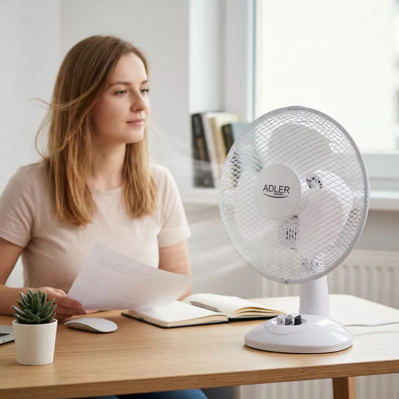Adler | AD 7302 | Stalinis ventiliatorius | Baltas | Skersmuo 23 cm | Greičių skaičius 2 | Osciliacija | 60 W | Nėra