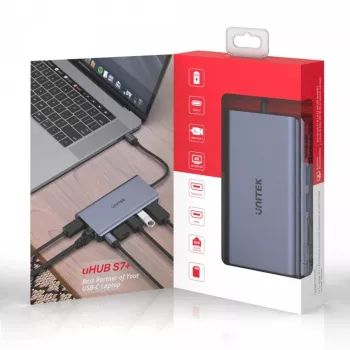 Hub UNITEK uHUB S7 USB 3.2 Gen 1 Type-C Pilka