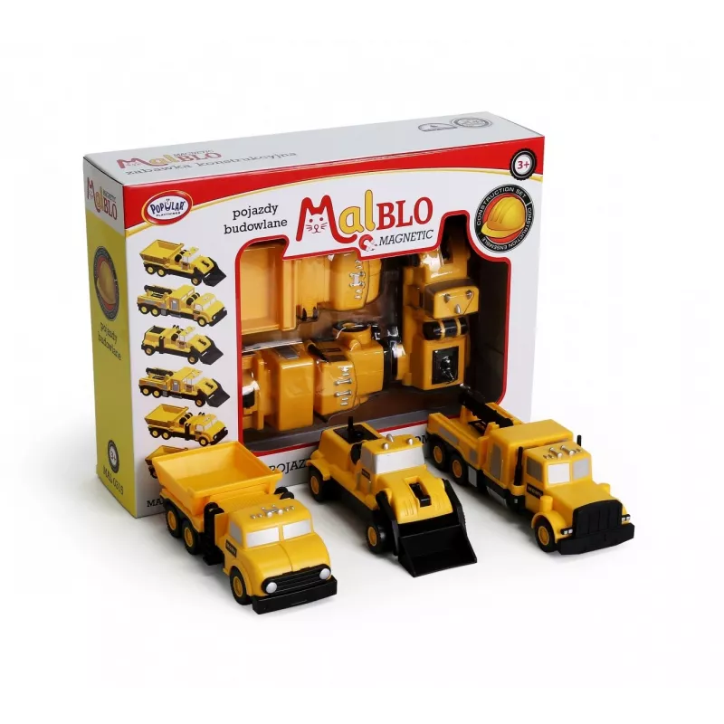 Transporto priemonių rinkinys Popular Playthings Mix or Match Vehicles Construction Juoda Geltona