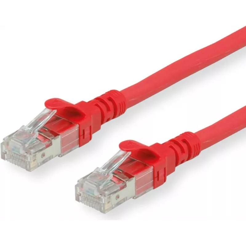 ROLINE - komutacinis kabelis - RJ-45 (V) į RJ-45 (V) - 30 cm - SFTP - CAT 6a - Raudonas (21.15.2971)