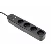 Maitinimo šakotuvas GEMBIRD TSL-PS-F4U-02 su 4 PL lizdais ir USB įkrovikliu, juodas