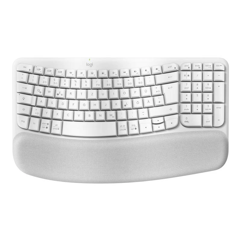 Logitech Wave Keys klaviatūra, biuro, belaidė RF ir Bluetooth, QWERTZ, vokiška, balta