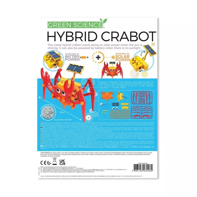 4M Green Science Hybrid Crabot - Solar Galia Crawling Crab Kit - for Kids Ages 5+