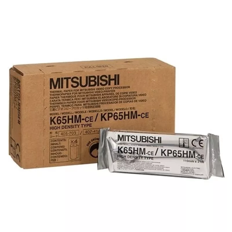 Mitsubishi Electric K65HM-CE / KP65HM-CE 110 mm x 20m didelio tankio terminio spausdintuvo popieriaus ritinėlis