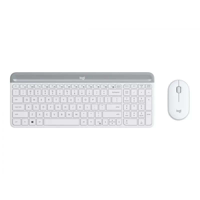 Logitech Slim Wireless Combo MK470 - Klaviatūros ir pelės rinkinys - Belaidis - 2,4 GHz - Ispanų - Šviesiai balta (920-009199)