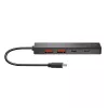 Hub USB-C, 4-porty 2x USB-A,2xUSB-C, Juoda