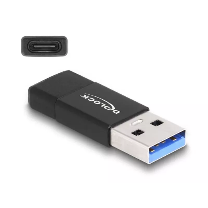 DeLOCK 60001 kabelio lyčių keitiklis USB A USB C juodas