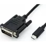 Vaizdo kabelio adapteris ROLINE 11.04.5831 USB Type-C į DVI 2 m juodas