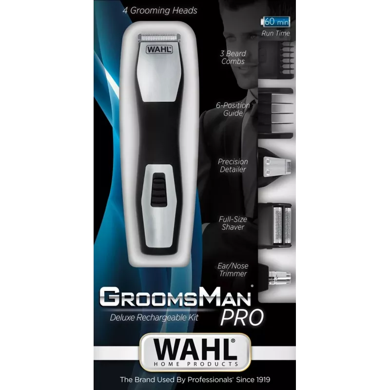 Trimeris Wahl GroomsMan Pro Battery Juoda, nerūdijantis plienas, 0,7 mm, 3 cm
