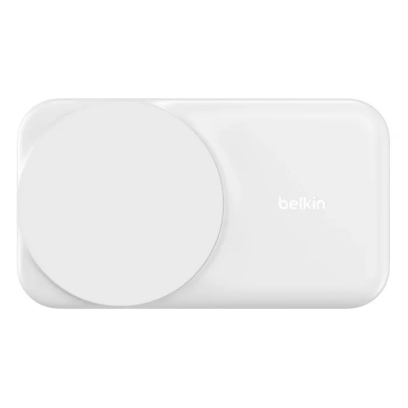 Vidinis įkroviklis Belkin UltraCharge 25W Qi2 3in1 magnetinis įkroviklis ES baltas kvadratinis