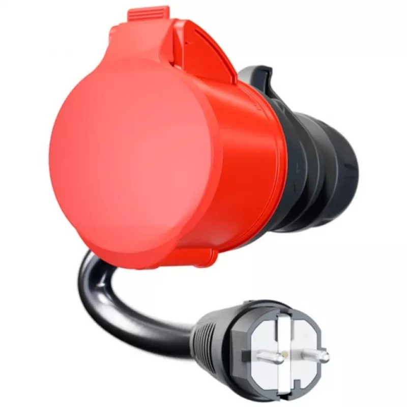 Go-e adapteris, skirtas Gemini flex 22 kW, CEE raudona trifazė srovė 32 A > buitinis lizdas (juodas, 30 cm)