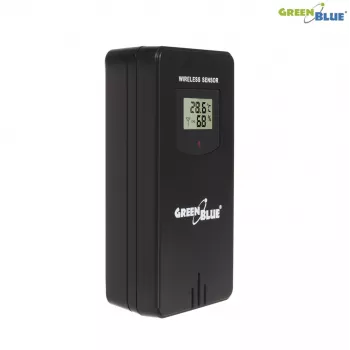 Skaitmeninė meteorologinė stotelė GreenBlue GB526 juoda — patalpoje -20…60°C, lauke -40…70°C, drėgmė -20…95%, laikrodis, mėnulio fazė