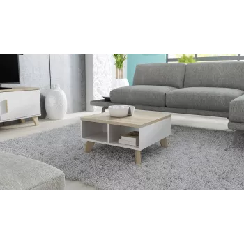 Cama LOTTA 60 Kavos staliukas baltas/sonomos ąžuolas
