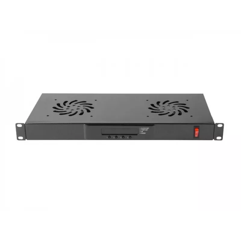 Ventiliatoriaus skydelis LANBERG AK-1502-B, 1U stovo, 2 ventiliatoriai, 230V, 38W, 483×44.5×192 mm, juodas