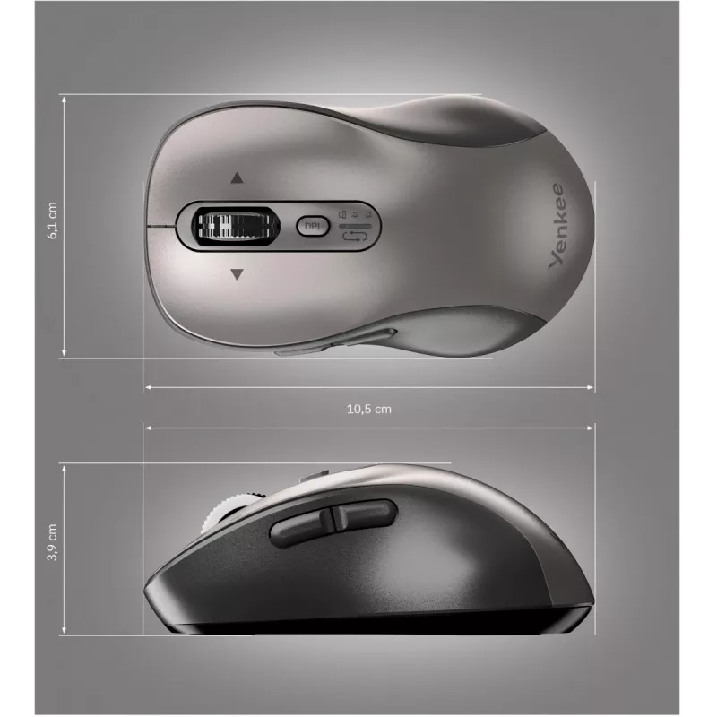 YENKEE YMS 2010SR GYRO dvigubos belaidės jungties pelė, Bluetooth + USB 2.4 GHz