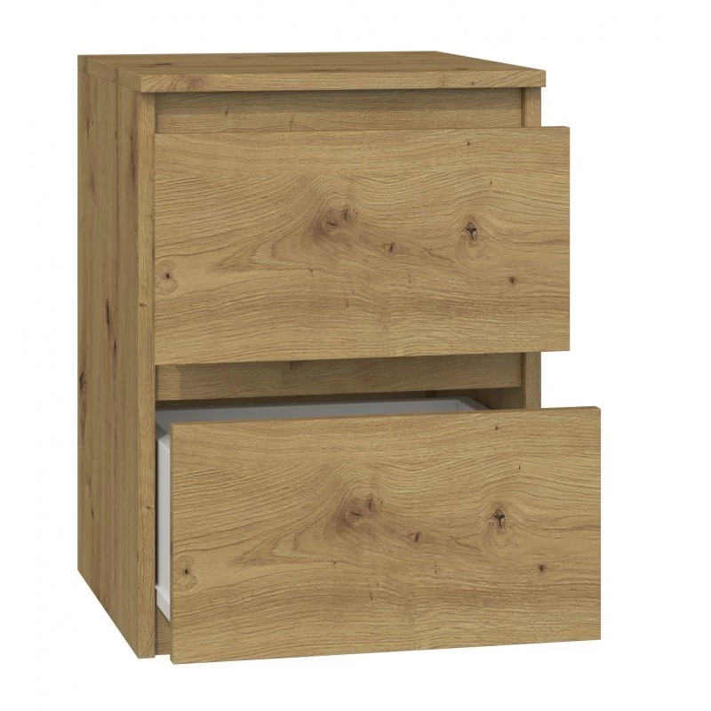 Naktinio staliuko paviršius top e shop M2 ARTISAN, 2 stalčiai, ąžuolo mediena, 300×300×400 mm