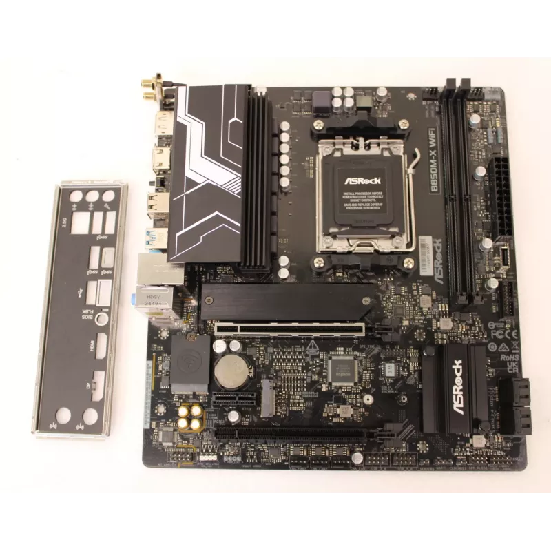 Pagrindinė plokštė ASRock B850M-X WIFISO – atnaujinta, be antenos, pridedama galinė panelė