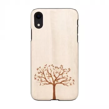 man and wood išmaniojo telefono dėklas iPhone XR — obels mediena, juoda apdaila
